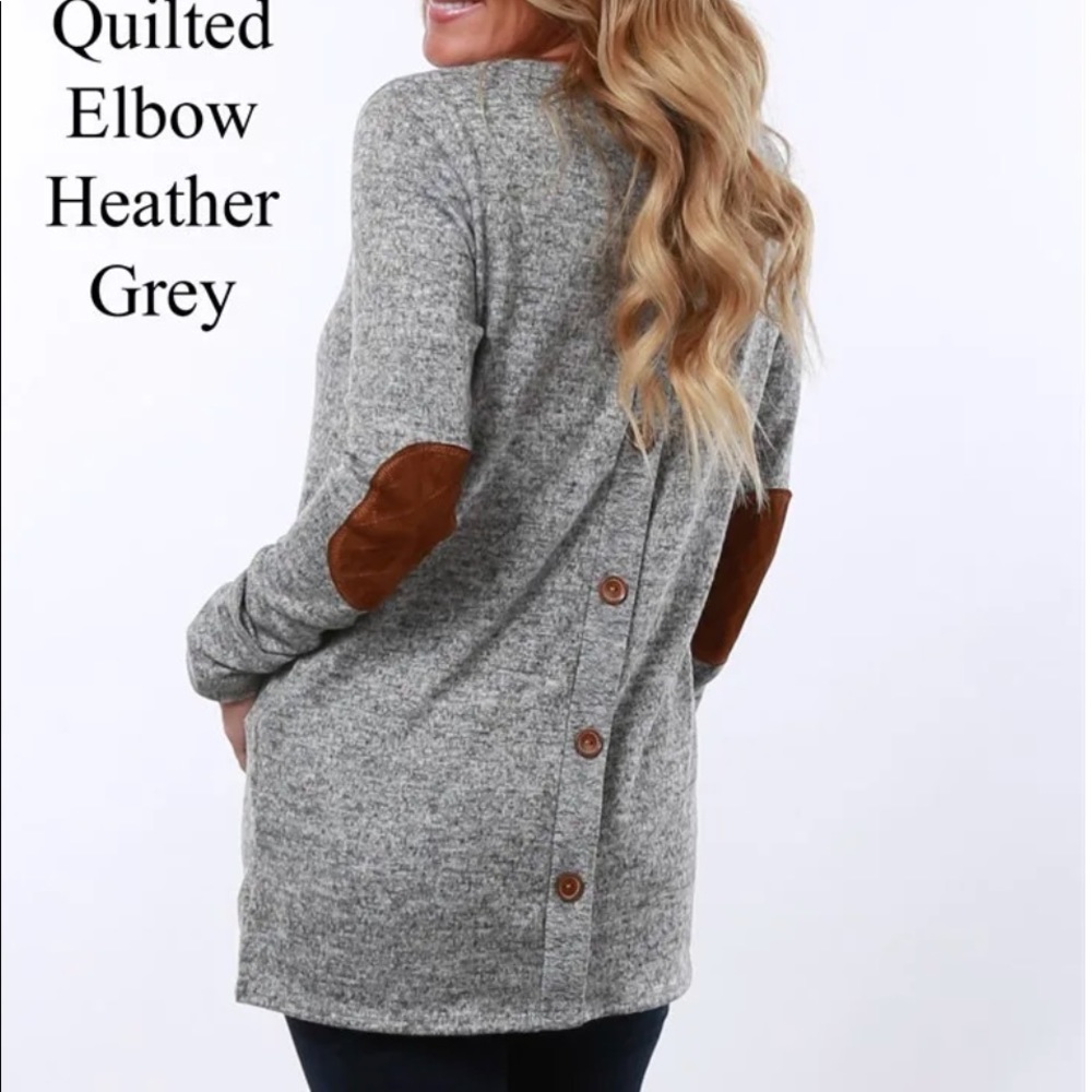 Quilted Elbow Gray Long-sleeve Shirt